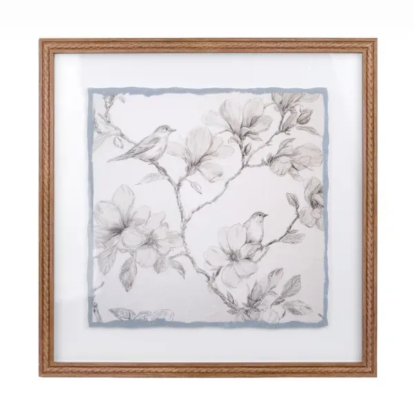 Kirklands Sketched Floral Birdies Framed Art Print 99214312 Kirklands Sketched Floral Birdies Framed Art Print 99214312 - Image 1