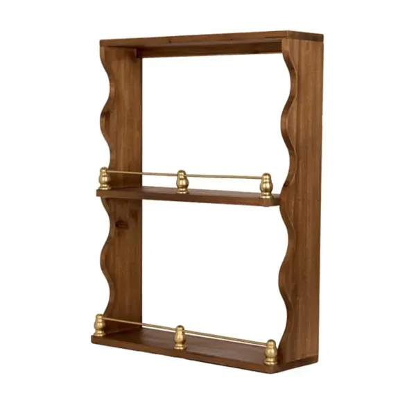 Kirklands Scalloped Wood Wall Shelf with Gold Details 76981413 Kirklands Scalloped Wood Wall Shelf with Gold Details 76981413 - Image 1