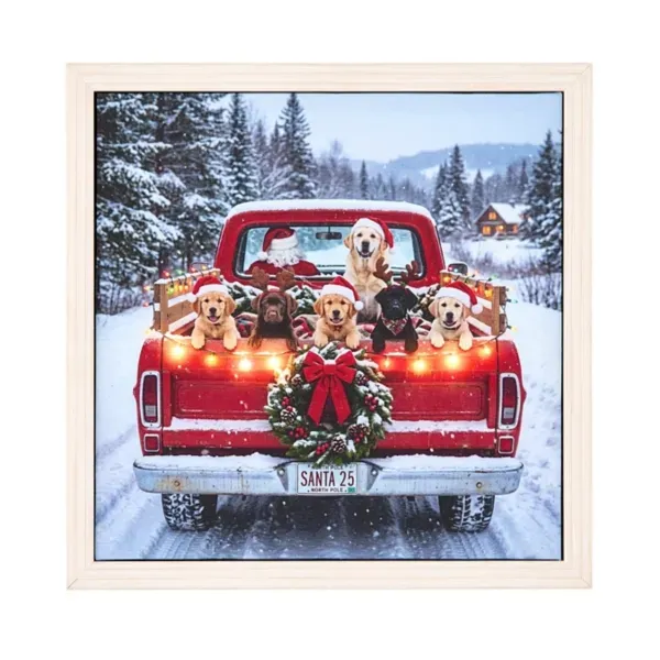 Kirklands Pups In Truck LED Framed Art 61946186 Kirklands Pups In Truck LED Framed Art 61946186 - Image 1