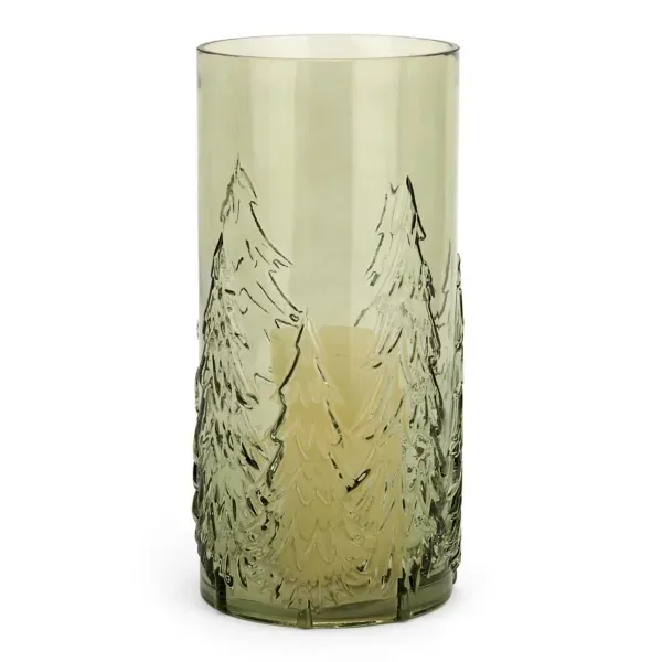 Kirklands Green Sketched Tree Glass Hurricane, 12.6 in. 22391893 Kirklands Green Sketched Tree Glass Hurricane, 12.6 in. 22391893 - Image 1