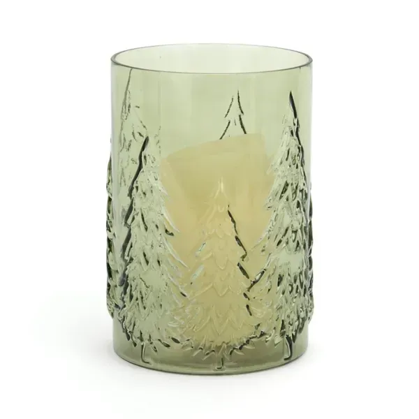 Kirklands Green Sketched Tree Glass Hurricane, 8 in. 58375542 Kirklands Green Sketched Tree Glass Hurricane, 8 in. 58375542 - Image 1