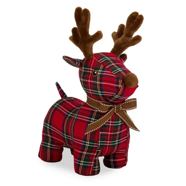 Kirklands Plaid Doorstep Deer with bow 77838613 Kirklands Plaid Doorstep Deer with bow 77838613 - Image 1