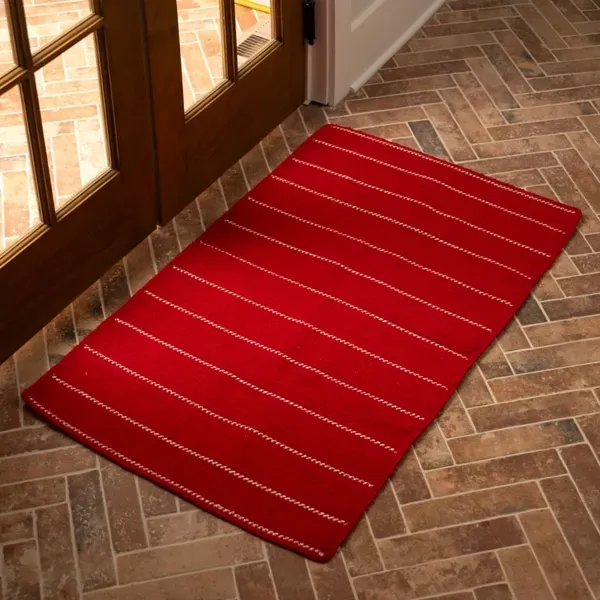 Kirklands Red and White Striped Scatter Rug 67559328 Kirklands Red and White Striped Scatter Rug 67559328 - Image 1