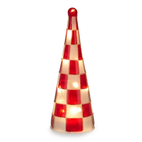 Kirklands Tabletop Checkered LED Tree, 8-inch 18819314 Kirklands Tabletop Checkered LED Tree, 8-inch 18819314 - Image 1