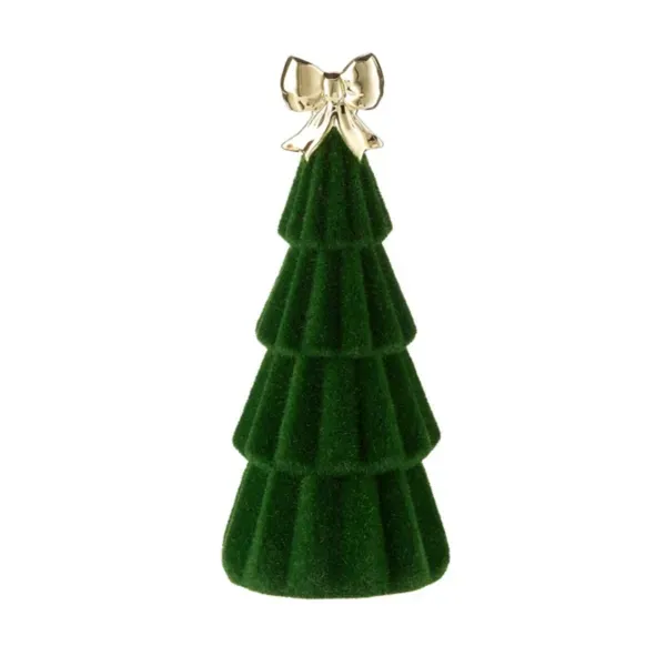 Kirklands Tabletop Flocked Tree with Bow, 12-inch 59664746 Kirklands Tabletop Flocked Tree with Bow, 12-inch 59664746 - Image 1