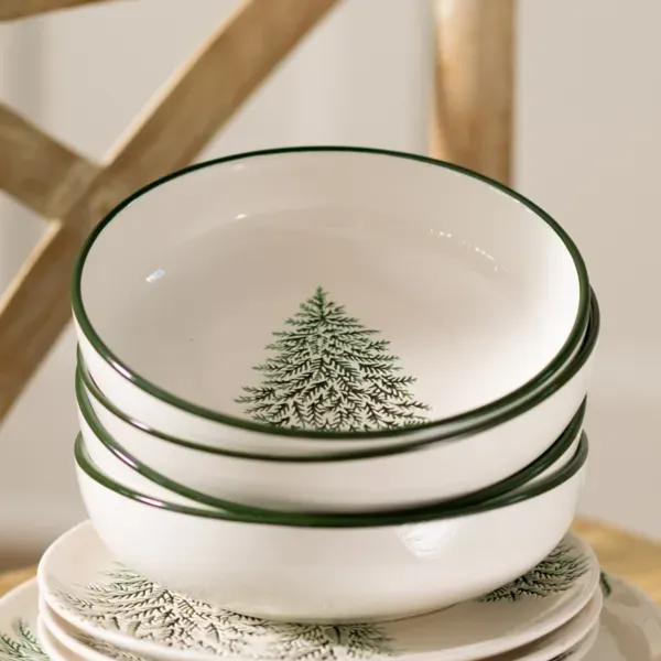 Kirklands Evergreen Trees Embossed Dinner Bowls, Set of 4 61539575 Kirklands Evergreen Trees Embossed Dinner Bowls, Set of 4 61539575 - Image 1