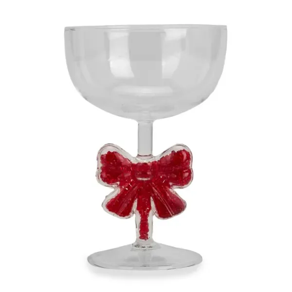 Kirklands Glitter Bow Glass Coupe 14492577 Kirklands Glitter Bow Glass Coupe 14492577 - Image 1