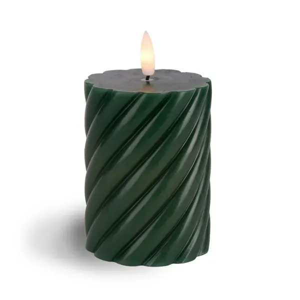 Kirklands Green LED Twist Pillar Candles, 3×4-inch 14489265 Kirklands Green LED Twist Pillar Candles, 3×4-inch 14489265 - Image 1