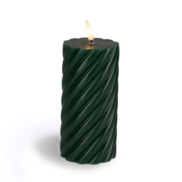 Kirklands Green LED Twist Pillar Candles, 3×6-inch 72565243 Kirklands Green LED Twist Pillar Candles, 3×6-inch 72565243 - Image 1
