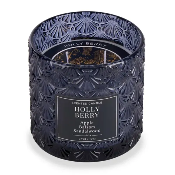 Kirklands Holly Berry 12oz Textured Glass Jar Candle 25227573 Kirklands Holly Berry 12oz Textured Glass Jar Candle 25227573 - Image 1