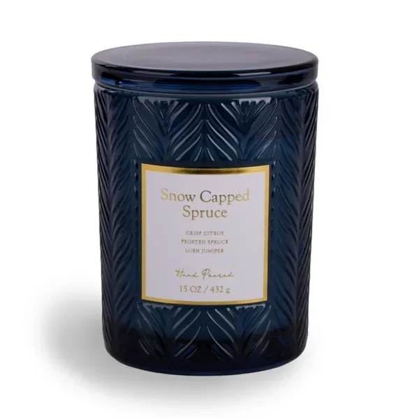 Kirklands Snow Capped Spruce Embossed 15oz Jar Candle 17479144 Kirklands Snow Capped Spruce Embossed 15oz Jar Candle 17479144 - Image 1