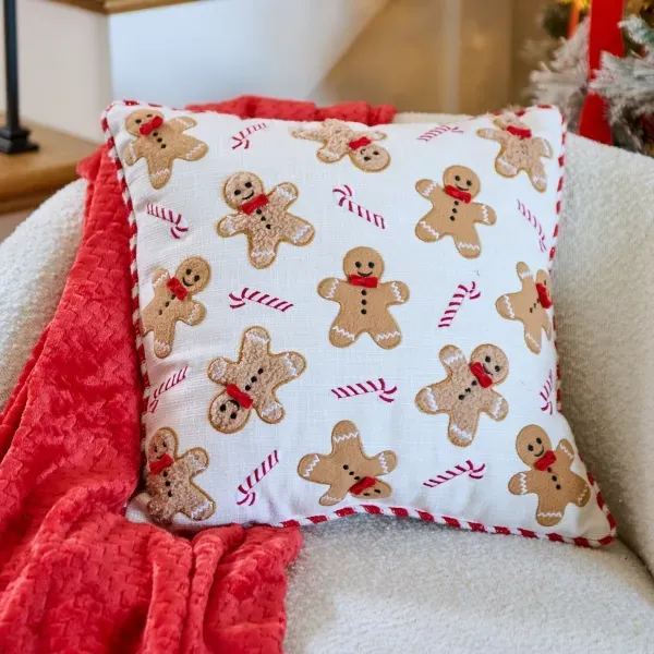 Kirklands Gingerbread and Candy Cane Pillow 77513647 Kirklands Gingerbread and Candy Cane Pillow 77513647 - Image 1