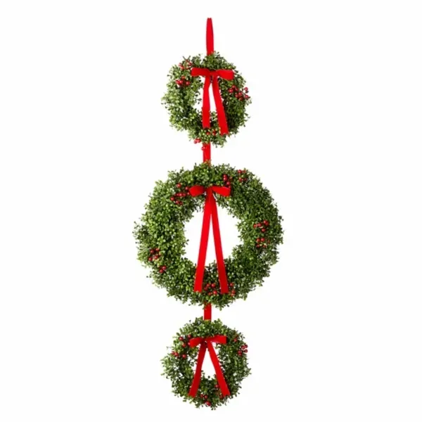 Kirklands Prelit Boxwood Trio Wreath 58861171 Kirklands Prelit Boxwood Trio Wreath 58861171 - Image 1