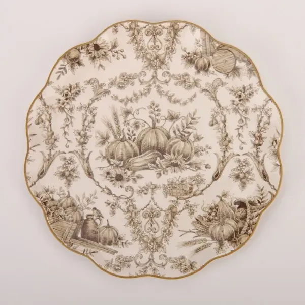 Kirklands Taupe Pumpkin Toile Salad Plate 77623242 Kirklands Taupe Pumpkin Toile Salad Plate 77623242 - Image 1