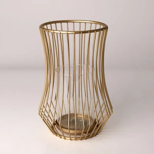 Kirklands Gold Cage Hurricane Lantern, 10 in. 48929171 Kirklands Gold Cage Hurricane Lantern, 10 in. 48929171 - Image 1
