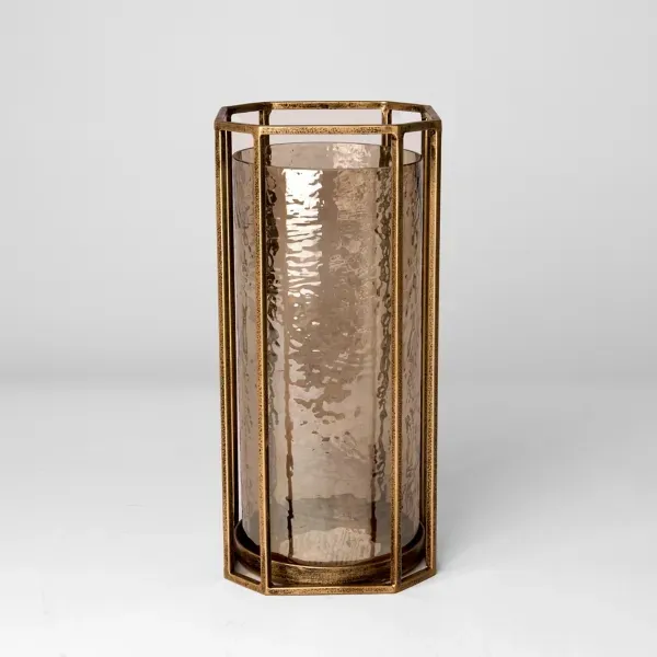 Kirklands Gold Faceted Glass Hurricane Lantern, 11.5 in. 51585877 Kirklands Gold Faceted Glass Hurricane Lantern, 11.5 in. 51585877 - Image 1