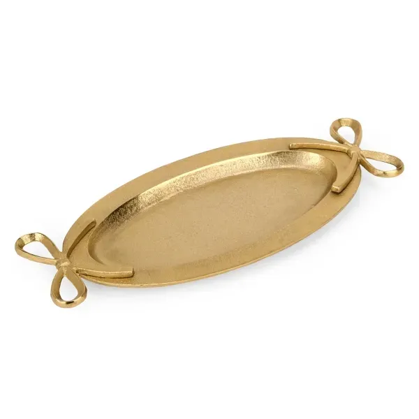 Kirklands Gold Oval Tray with Bow Handles 97892357 Kirklands Gold Oval Tray with Bow Handles 97892357 - Image 1