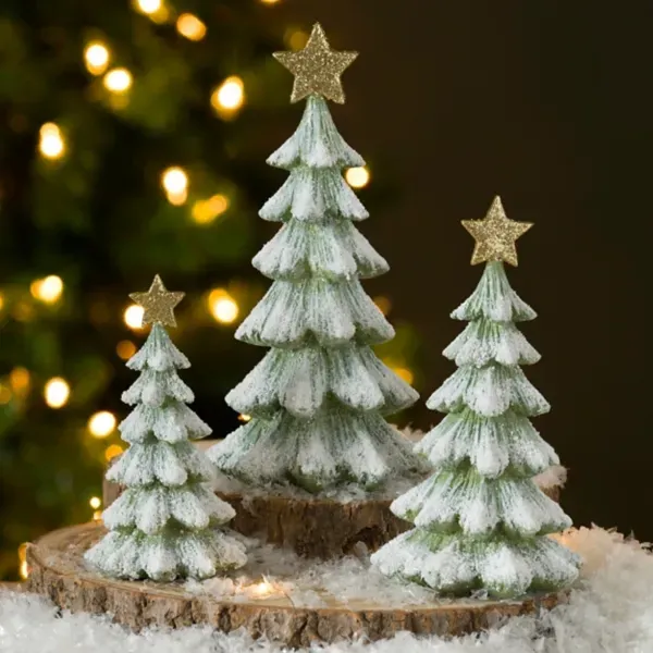 Kirklands Green Flocked Christmas Trees, Set of 3 15286847 Kirklands Green Flocked Christmas Trees, Set of 3 15286847 - Image 1