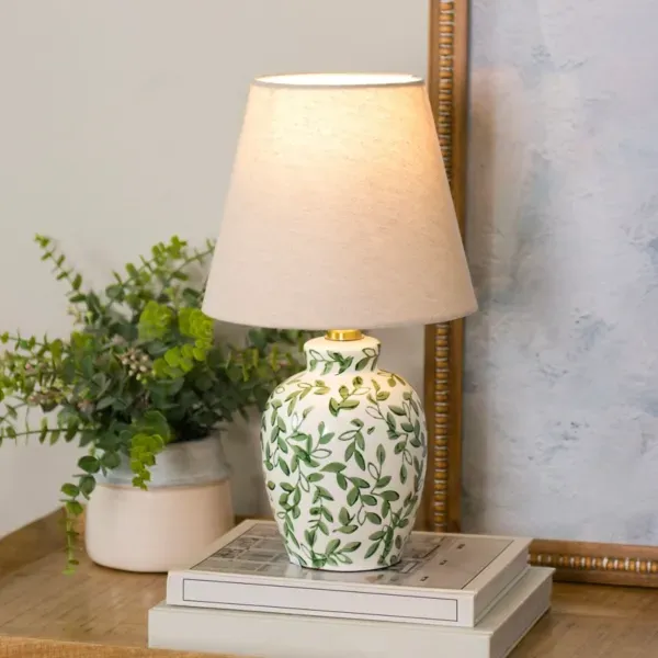 Kirklands Green Floral Ceramic Table Lamp 84722442 Kirklands Green Floral Ceramic Table Lamp 84722442 - Image 1