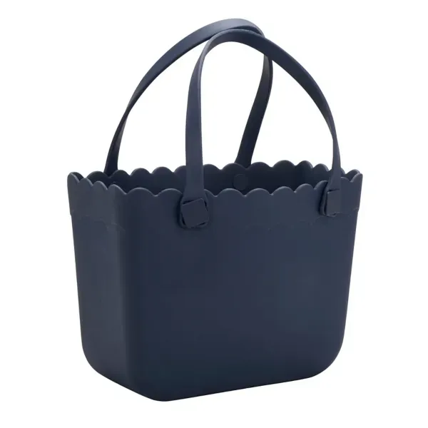 Kirklands Navy Scalloped Carry-All Basket Tote 61839175 Kirklands Navy Scalloped Carry-All Basket Tote 61839175 - Image 1