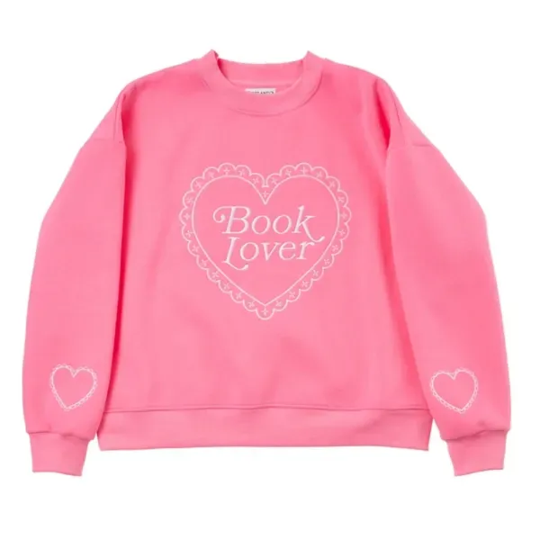 Kirklands Pink Book Lover Lace Heart Sweatshirt, Size L 38545392 Kirklands Pink Book Lover Lace Heart Sweatshirt, Size L 38545392 - Image 1