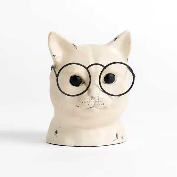 Kirklands Distressed Cream Cat with Glasses Figurine 41521181 Kirklands Distressed Cream Cat with Glasses Figurine 41521181 - Image 1