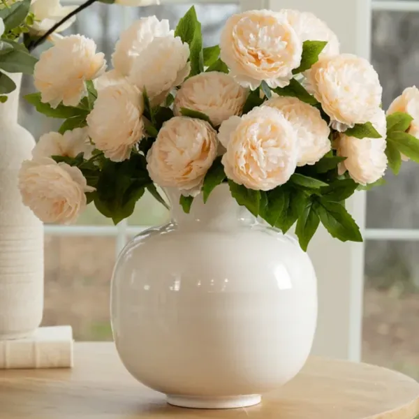 Kirklands Round Glossy White Metal Vase 12646681 Kirklands Round Glossy White Metal Vase 12646681 - Image 1