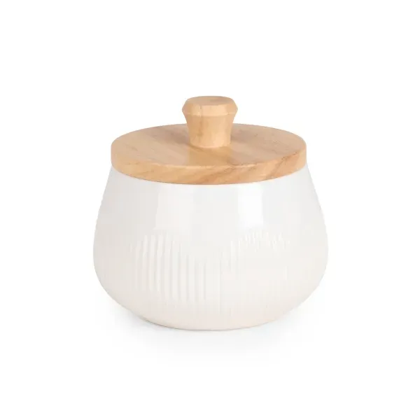 Kirklands White Ribbed Stoneware Salt Cellar 53698457 Kirklands White Ribbed Stoneware Salt Cellar 53698457 - Image 1