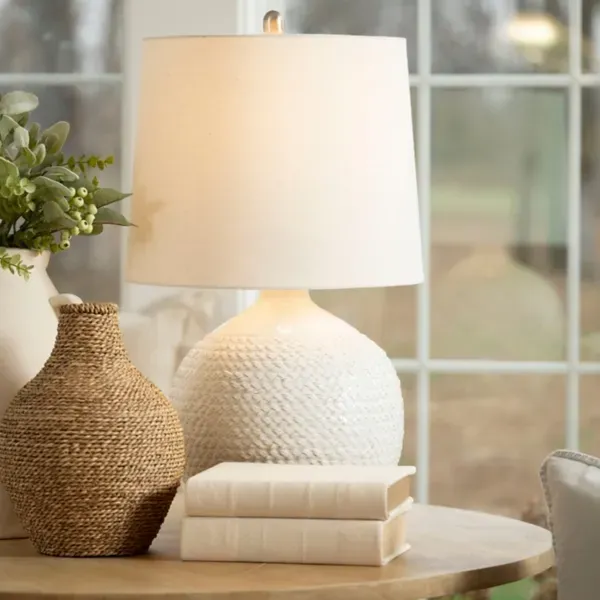 Kirklands Ivory Ceramic Rope Table Lamp 45113952 Kirklands Ivory Ceramic Rope Table Lamp 45113952 - Image 1