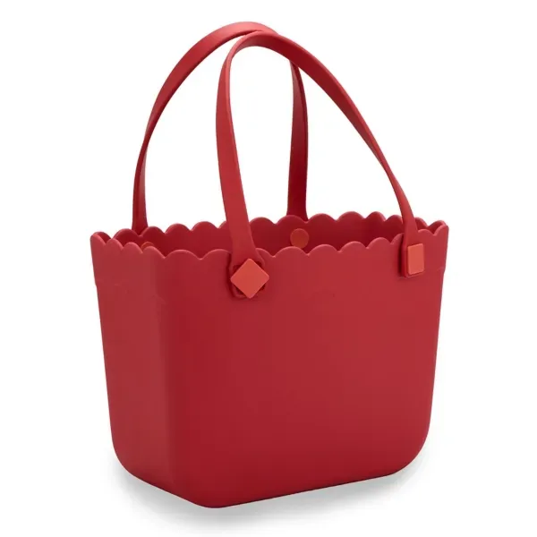 Kirklands Burgundy Scalloped Carry-All Basket Tote 52992584 Kirklands Burgundy Scalloped Carry-All Basket Tote 52992584 - Image 1