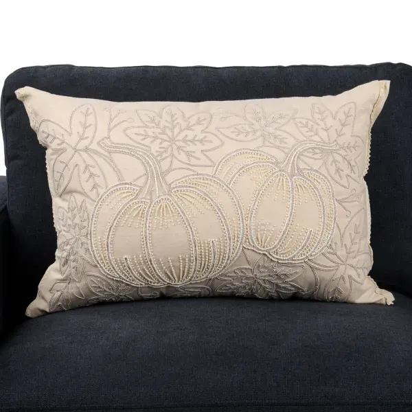 Kirklands Ivory Beaded Pumpkins Lumbar Pillow 67523338 Kirklands Ivory Beaded Pumpkins Lumbar Pillow 67523338 - Image 1