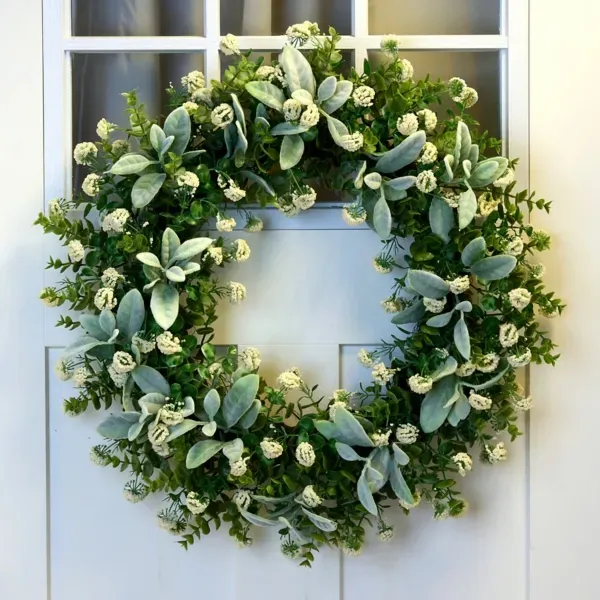 Kirklands Cream Floral Lamb’s Ear Wreath, 24 in. 74626171 Kirklands Cream Floral Lamb’s Ear Wreath, 24 in. 74626171 - Image 1