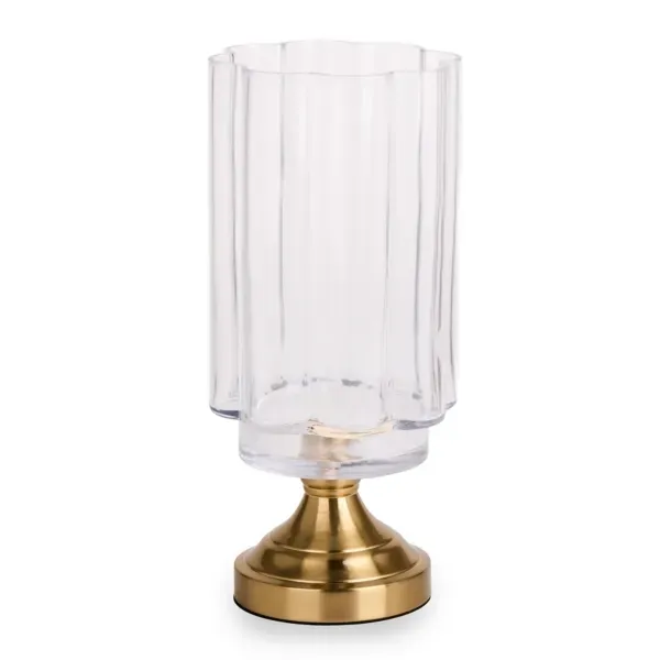 Kirklands Gold Scallop Glass Hurricane, 14.75 in. 81747378 Kirklands Gold Scallop Glass Hurricane, 14.75 in. 81747378 - Image 1