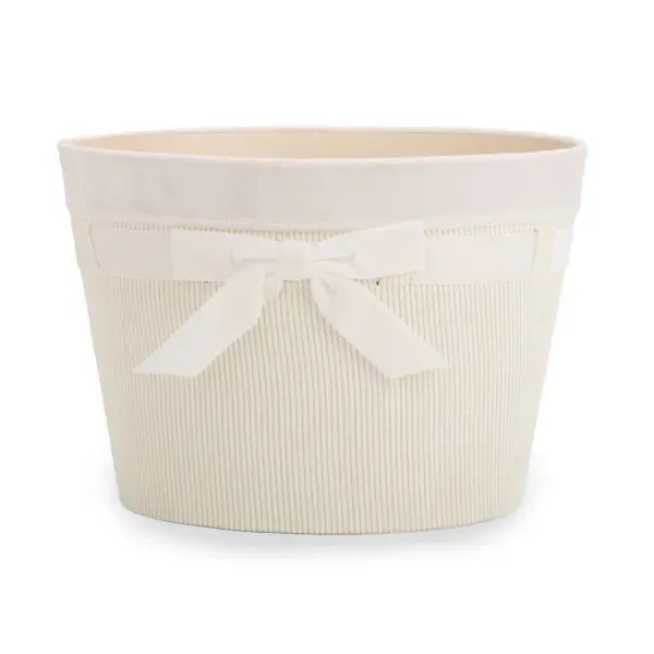 Kirklands Ivory Velvet Storage Bin with Bow 76391311 Kirklands Ivory Velvet Storage Bin with Bow 76391311 - Image 1