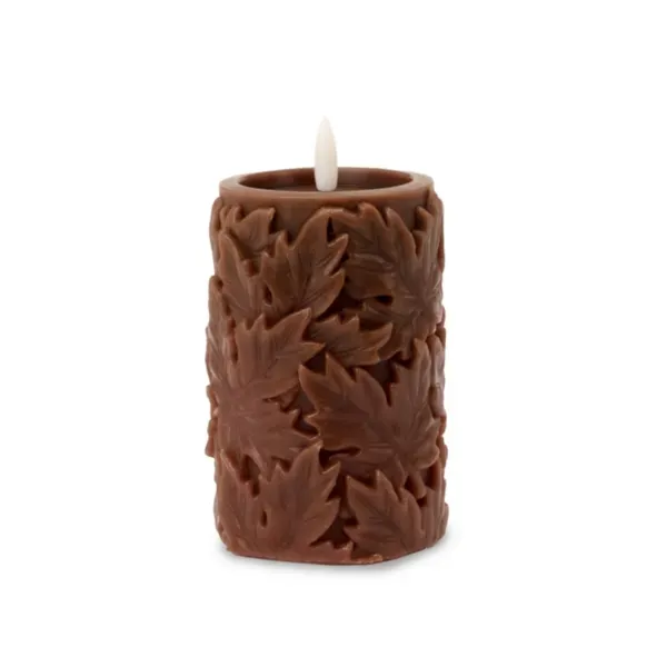 Kirklands LED Brown Leaf Embossed Pillar Candle, 3×5 94695291 Kirklands LED Brown Leaf Embossed Pillar Candle, 3×5 94695291 - Image 1