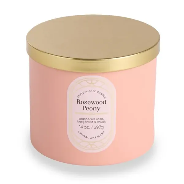 Kirklands Rosewood Peony 3-Wick Jar Candle, 14 oz. 55288685 Kirklands Rosewood Peony 3-Wick Jar Candle, 14 oz. 55288685 - Image 1